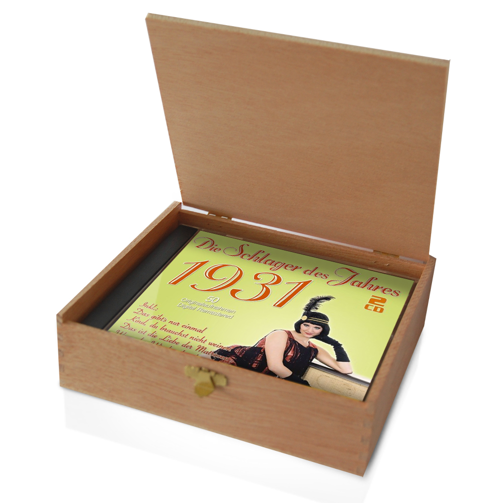 CD 1931 Schlager in Holzkiste mit Banderole und Siegel