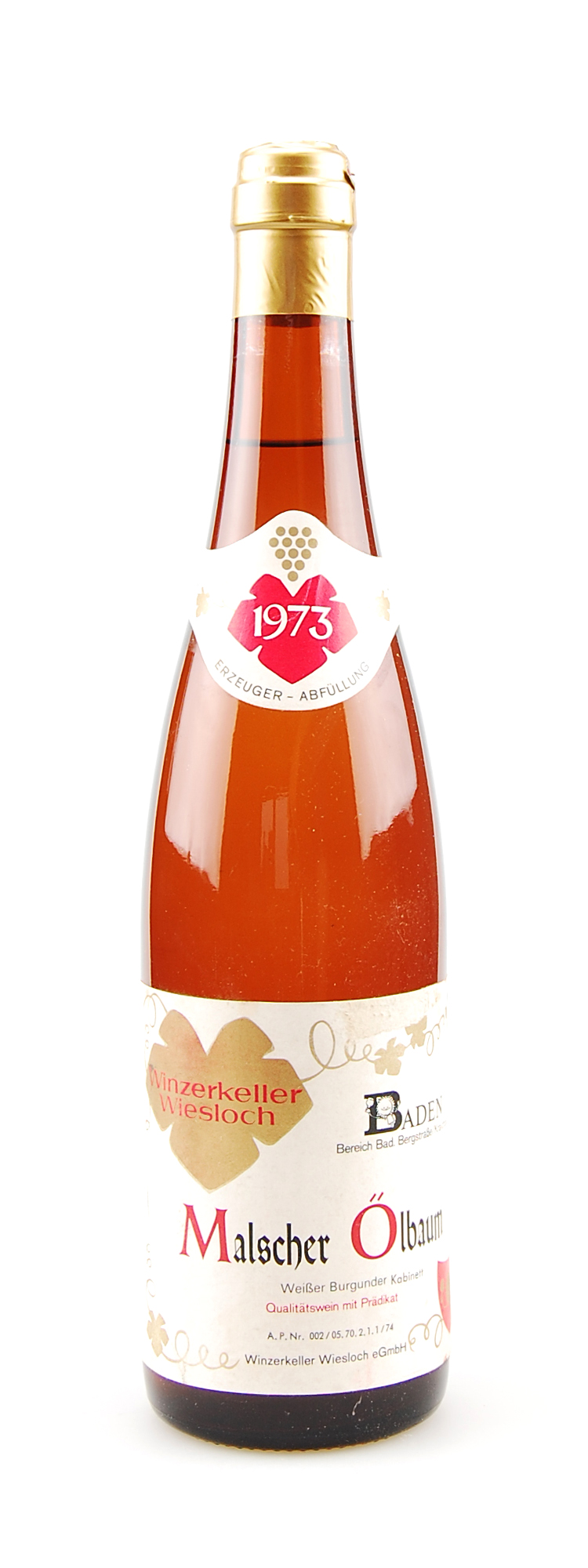 Wein 1973 Malscher Ölbaum Weißer Burgunder