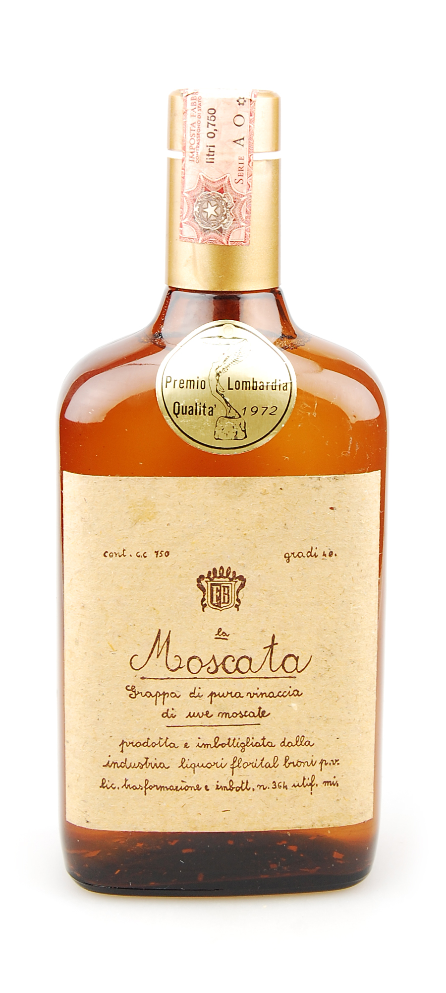 Grappa 1972 di pura Vinaccia di uve moscate