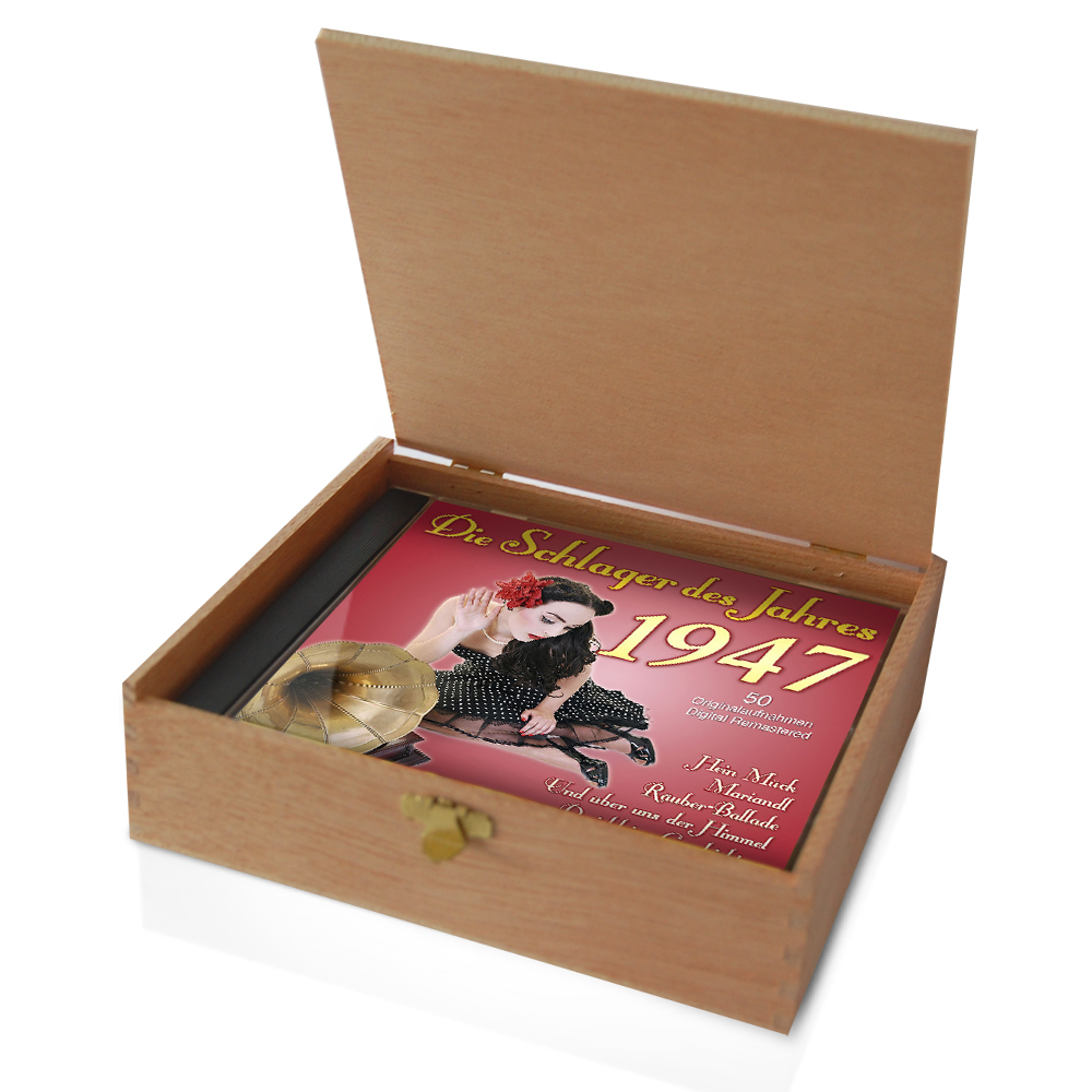 CD 1947 Schlager in Holzkiste mit Banderole und Siegel