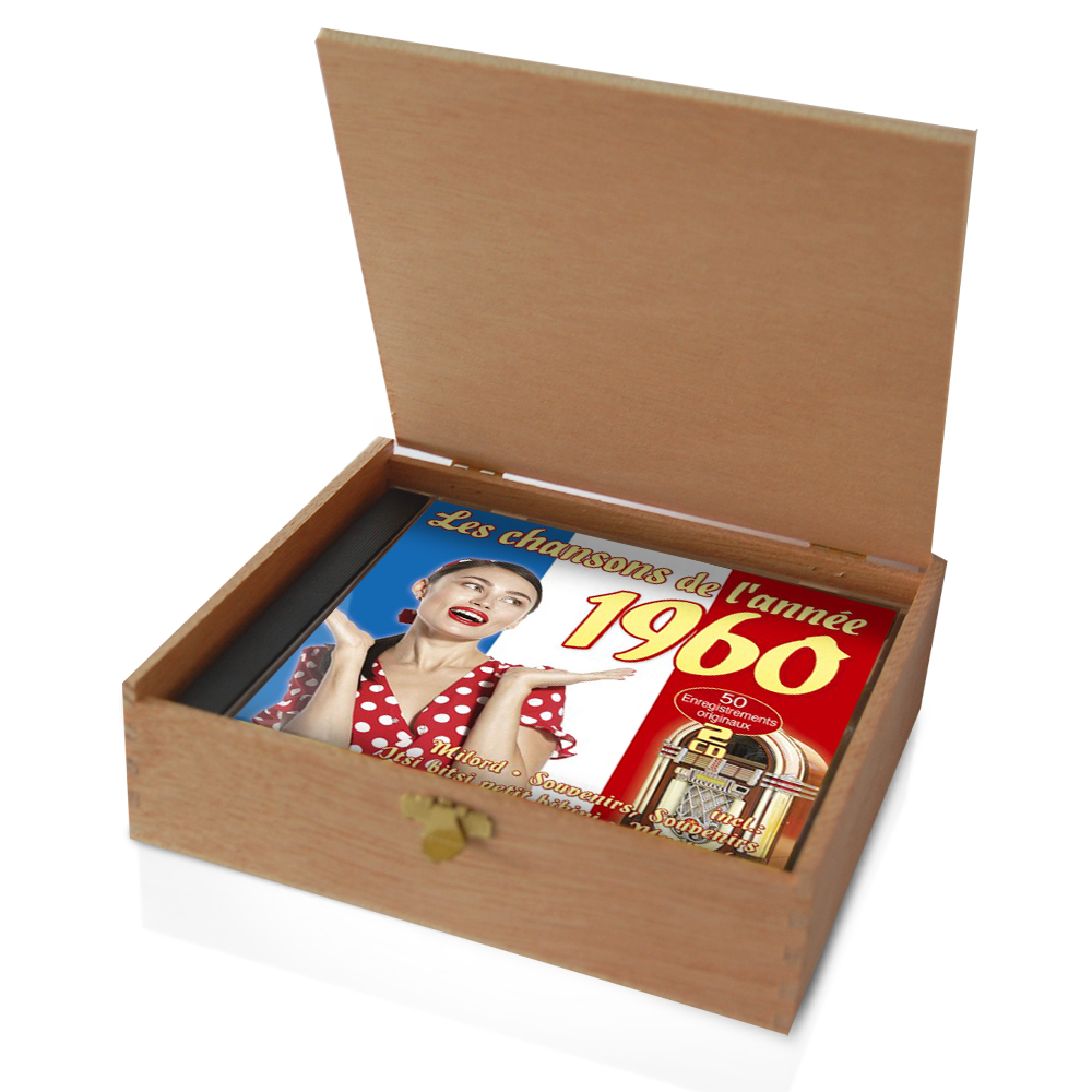 CD 1960 Les Chansons in Holzkiste mit edler Banderole