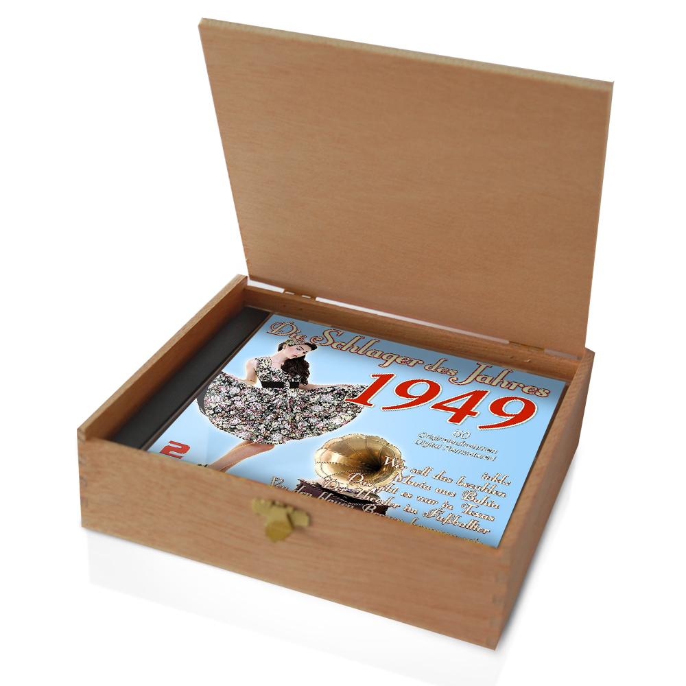 CD 1949 Schlager in Holzkiste mit Banderole und Siegel
