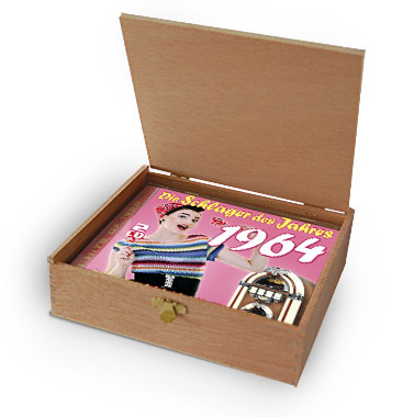 CD 1964 Schlager in Holzkiste mit Banderole und Siegel