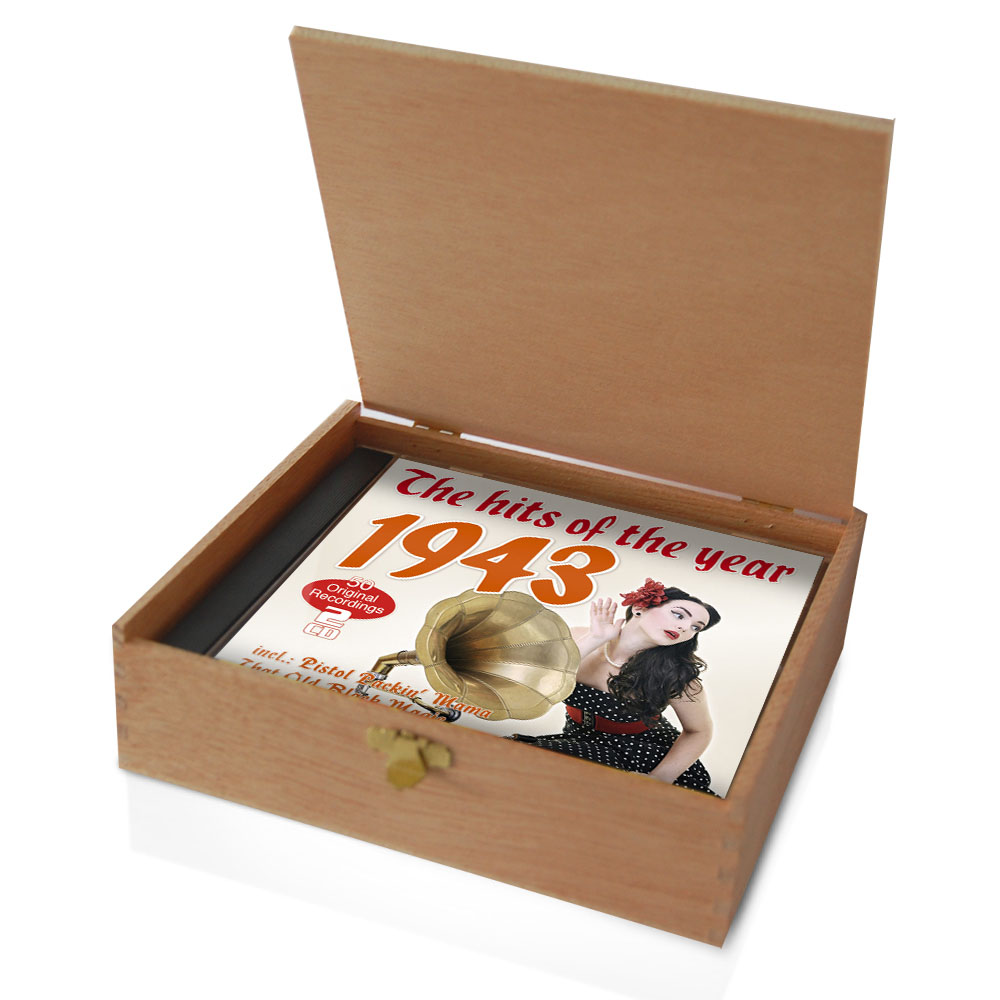 CD 1943 Musik Hits in Holzkiste mit edler Banderole