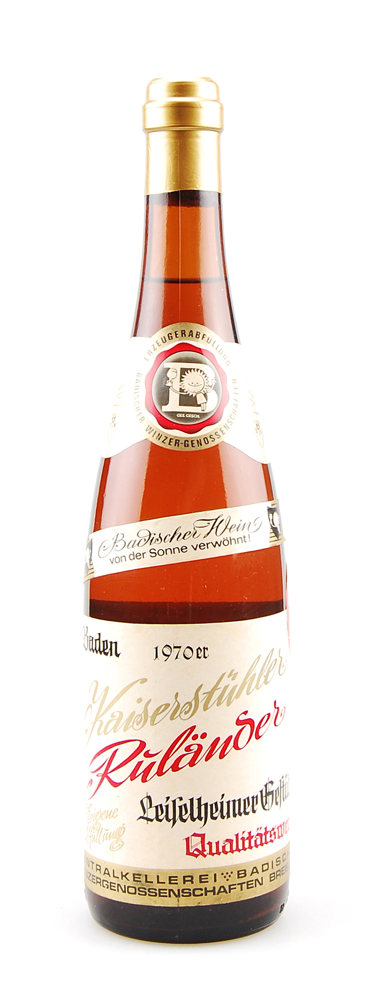 Wein 1970 Kaiserstühler Ruländer Leiselheimer Gestühl