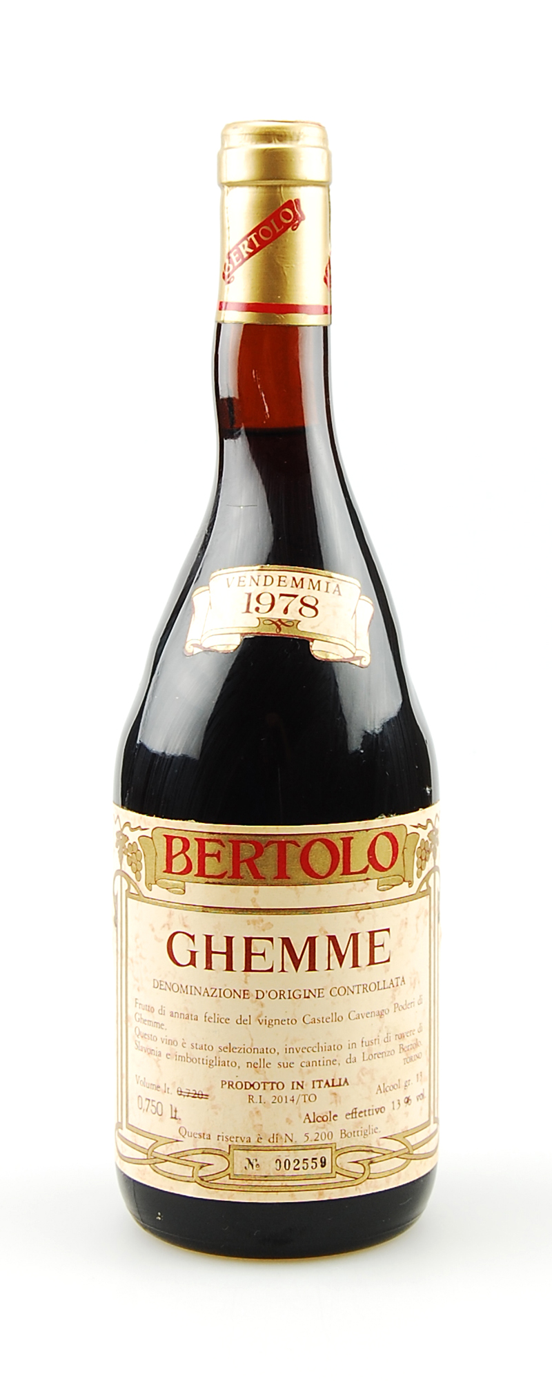 Wein 1978 Ghemme Lorenzo Bertolo Riserva Numerata