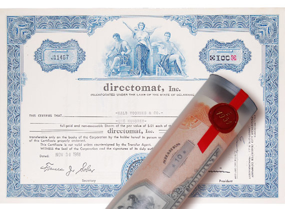 Aktie 1961 DIRECTOMAT in edler Geschenkrolle