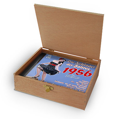 CD 1956 Schlager in Holzkiste mit Banderole und Siegel