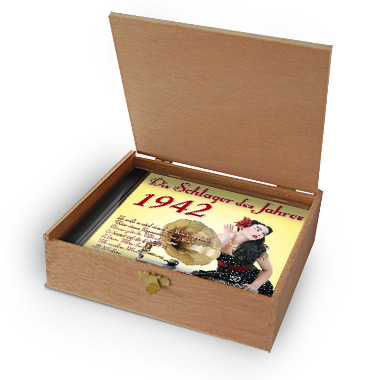 CD 1942 Schlager in Holzkiste mit Banderole und Siegel