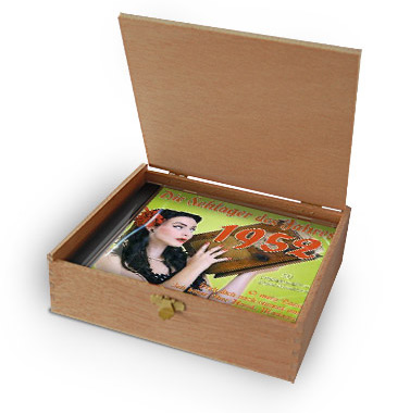 CD 1952 Schlager in Holzkiste mit Banderole und Siegel