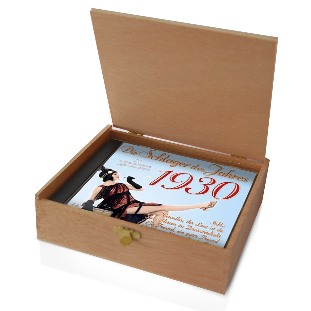 CD 1930 Schlager in Holzkiste mit Banderole und Siegel