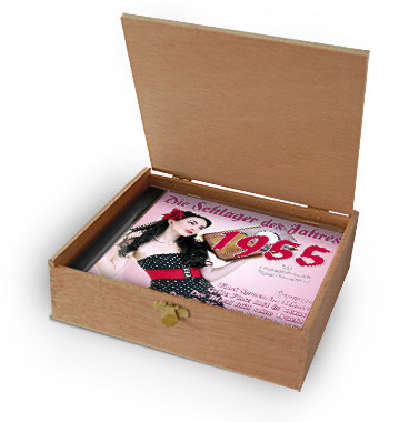 CD 1955 Schlager in Holzkiste mit Banderole und Siegel
