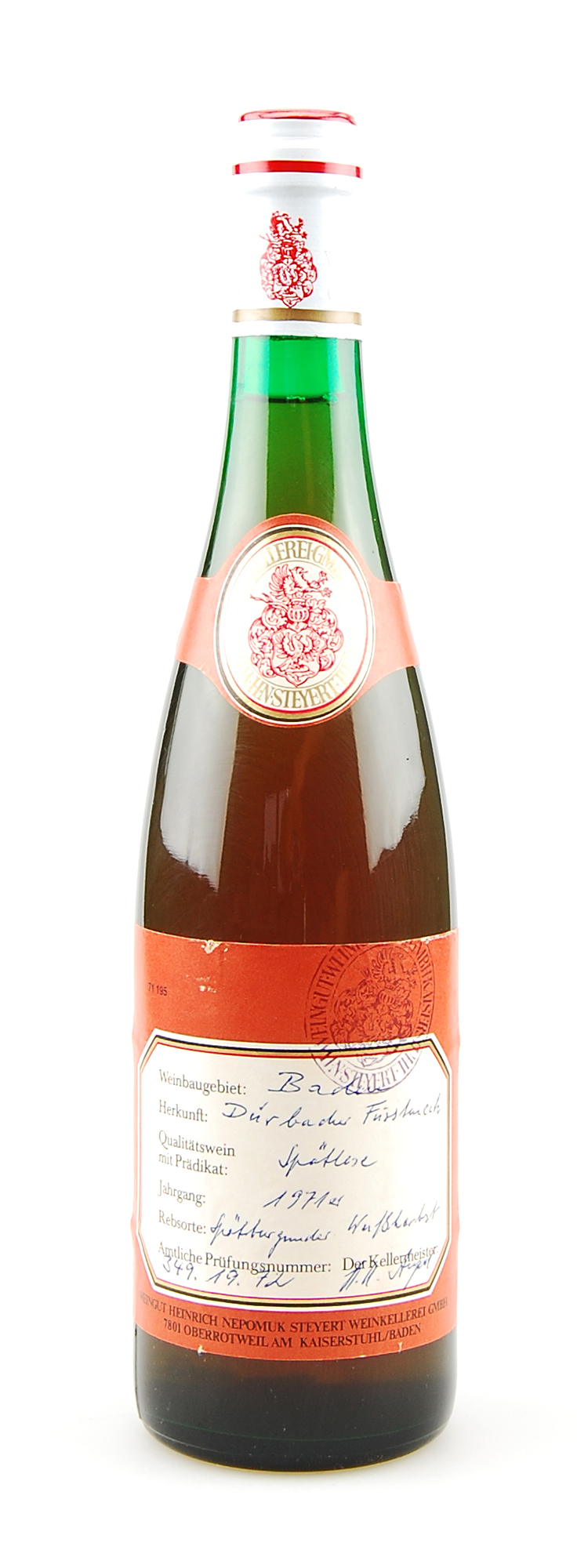 Wein 1971 Dürbacher Fürsteneck Spätburgunder Weißherbst