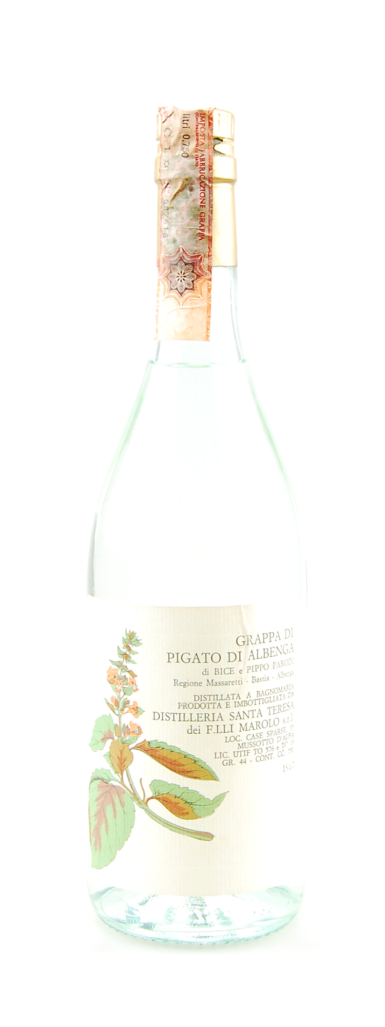 Grappa 1987 di Pigato di Albenga F. Marolo Santa Teresa