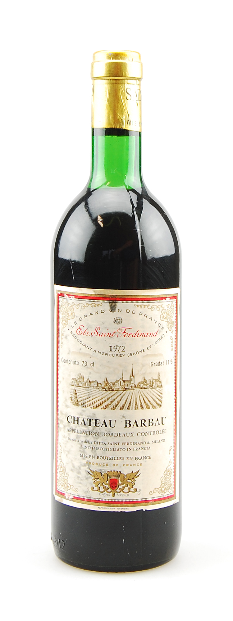 Wein 1972 Chateau Barbau Ets. Saint Ferdinand