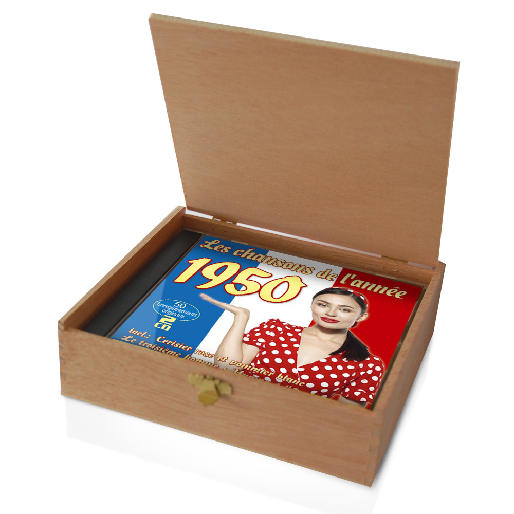 CD 1950 Les Chansons in Holzkiste mit edler Banderole