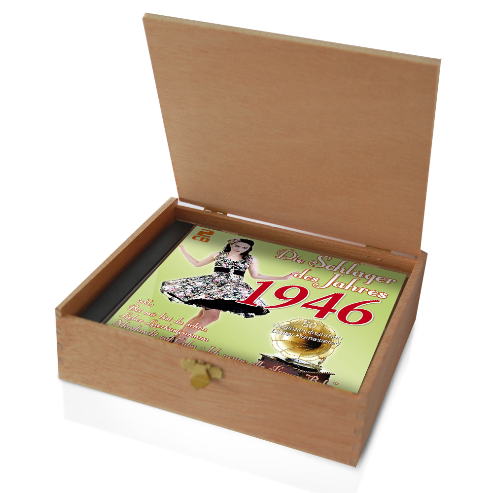 CD 1946 Schlager in Holzkiste mit Banderole und Siegel