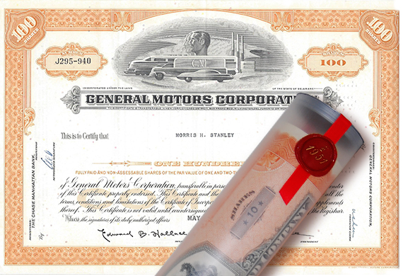 Aktie 1966 GENERAL MOTORS COOPERATION in Geschenkrolle