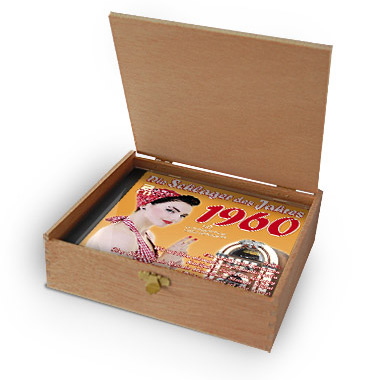 CD 1960 Schlager in Holzkiste mit Banderole und Siegel