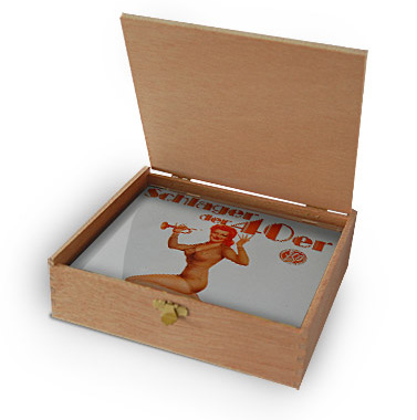 CD 1940 Schlager in Holzkiste mit Banderole und Siegel