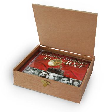 CD der 40er Jahre Schlager in Holzkiste mit Banderole