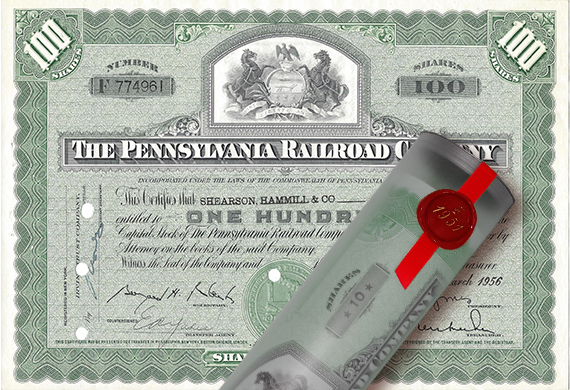 Aktie 1956 PENNSYLVANIA RAILROAD in Geschenkrolle